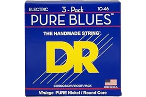 DR Strings PHR-10 Pure Blues Lot de 3 cordes pour guitare électrique 10-46, PHR-10-3PK
