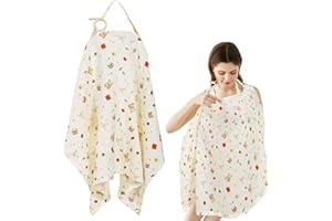 XIMEY Manta Lactancia, Manta para Lactancia, Pañuelos Lactancia, Lactancia Materna, Manta Lactancia Materna Muselinas con Presilla de Cierre, Manta de Lactancia de Dibujos Animados (Oso)