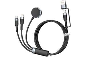 AINPOW 2M iWatch Charger 3 in 2 Multi Charging Cable with Apple Watch Charger Fast Charging for iWatch Series 10/9/8/7/SE/6/5/4/3/2, iPhone and Apple Watch Charger Cable Cord for iPhone 16/15/14/13/12