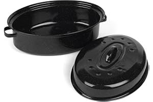 Salter BW12811EU7 Plat à rôtir – revêtement en émail vitreux Romano, facile à nettoyer, va au lave-vaisselle, va au four jusqu'à 220 C/marque gaz 7, comprend poignées et couvercle, 38 cm