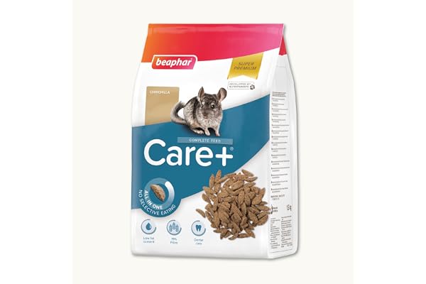 BEAPHAR – CARE+ – Alimentation Super Premium extrudée pour chinchilla – 20% de fibres – Faible valeur énergétique & matières grasses –Sans colorant –Haute digestibilité–Usure naturelle de dents– 1.5kg