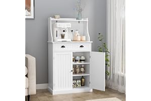 ‎HOLTICO HOLTICO Küchenschrank Mikrowellenschrank Mehrzweckschrank Weiß mit Verstellbarem Regal,Schrank Freistehend für KücheWohnzimmer,Schlafzimmer,Esszimmer,Garage