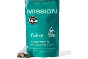 MISSION FUELLING EXTRAORDINARY MISSION - Perform Tea - Yerba Mate Tea with Lemongrass & Mint - Sustained Energy & Performance - 30 Pyramid Tea Bags