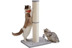 Feandrea Arbre à Chat XL, 85 cm de Haut, Tronc de 13 cm d'Épaisseur, Poteau à Griffer Adapté aux Moyens et Grands Chats, en Sisal, avec Balle, Clochette, Gris Tourterelle PCA041G01