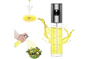 Hocimit Spruzzatore Olio, Nebulizzatore Olio con Scala, 100ml Olio Spray per Friggitrice Ad Aria, Acciaio Inox e Vetro Spruzzino Olio da Cucina Accessori per Cucina, Grigliare, Forno