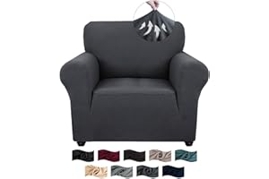 ‎CYCMACO CYCMACO High Stretch Sofa Überzug 1 Sitzer, Sesselhusse rutschfest, Couch Bezug Elastischer, Jacquard Sofahusse Mit Armlehnen, Universal Sofa Covers, Couchüberzug Waschbare, Dunkelgrau