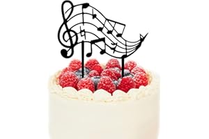 PLIGREAT Decoración de Pastel de Nota Musical, Decoración de Pastel de Cumpleaños de Acrílico Negro, Decoración de Pastel de Cumpleaños con Tema Musical