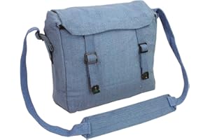OUTDOOR WORLD BE ACTIVE Outdoor World Canvas Web Messenger Lunchtasche 1 verstellbarer Riemen – Unisex Vintage-Schulranzen im Militärstil für Arbeit, Schule, Reisen – Schulter-Crossbody-Rucksack (Blaue RAF)