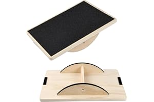 Focenat Planche d'équilibre 40 * 30cm, Planche d’équilibre en Bois Professional, Balance Board Antidérapante, Wobble Board, Planche Inclinée En Bois pour la maison, le gymnase et l'extérieur, Bureau