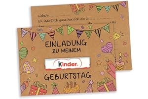 ‎GIFTOTA Giftota 15 Einladungskarten Kindergeburtstag Mädchen Junge, DIN A6 Kraftpapier Einladung Party, Witzige Geburtstagseinladungen Kinder, Ohne Kinderschokolade, Duplo-Schokoladenkarte