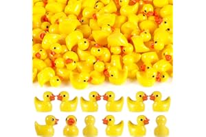 Fanshiontide Mini Canards en Résine - Lot de 100 Figurines d'Animaux pour Aquarium et Décoration de Jardin (Jaune)