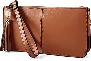 befen Genuine Leather Wristlet Clutch Cell Phone Purse and Handbags for Women, Womens Large Capacity Wallet Zip Pocket Card Holder Small Clutch Bag
