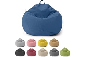Chingcoo Pouf per bambini e adulti, solo rivestimento (senza imbottitura), per camera da letto, ufficio, soggiorno, terrazza (blu, 100 x 120 cm)