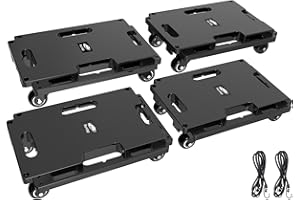 ‎RONLAP Ronlap 4 Transport Rollers Furniture Roller Load Capacity up to 800 kg Rolling Board Moving Aid Expandable with 8 Elastic Ropes Black