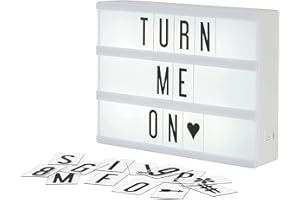 My Cinema Lightbox - Mini Cinema Lightbox, 20x15cm - Personalized Light Box Sign with 100 Letters, Numbers, & Symbols, USB Cable Included, White Light Box with Letters