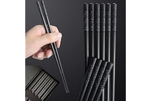 ZULBCEO 5 par pałeczek z włókna szklanego, pałeczki wielokrotnego użytku, chińskie pałeczki, nadają się do mycia w zmywarce, czarne pałeczki do sushi, zestaw antypoślizgowych pałeczek