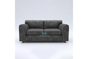 Gamzo Outlet Exquisite luxurious 3-Seater Alaska Fabric Full-Back Sophisticated Sofa Ultimate Comfort with Unique Design best fit for Modern Spacious Living Room Bedroom Interiors Colour-Dark Grey