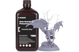 ELEGOO Résine Lavable à l'eau V2.0 pour Imprimante 3D LCD UV 405nm Résine Photopolymère, Gris Céramique 2000G