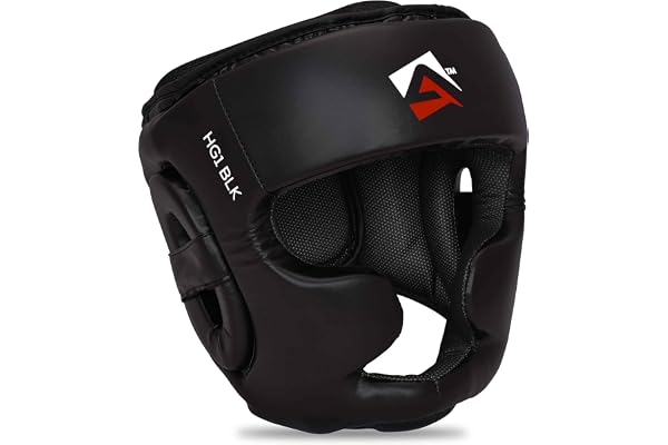 AQF Casque Boxe, CE Approuvé MMA Entraînement Casque De Boxe, Casques Sports Combat, Muay Thai Casque Integral pour Tête Protection, Sparring, Kickboxing, Art Martiaux, Karaté Head Guard Noir