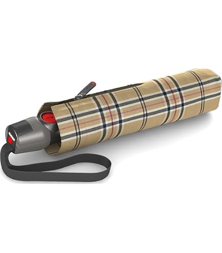 Knirps Regenschirm Minimatic SL Automatik – Karo Blau, Stabiler Taschenschirm