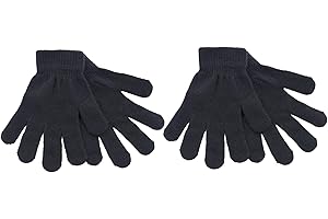Thingimijigs Ladies Black Thermal Gloves Knitted Thermal Magic Stretch Winter Gloves - 2 Pairs Pack