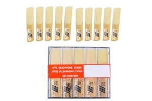 ASQZHULIWING Lot de 10 anches de saxophone alto professionnel, force 2,5, pointe plus fine, ton clair, facile à jouer, anches traditionnelles pour débutants et professionnels