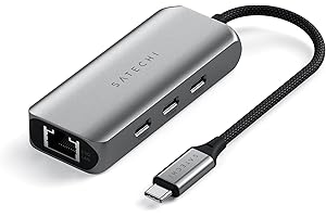 ‎SATECHI SATECHI 4 W 1 USB-C Ethernet Adapter Gigabit, 3x USB-C 3.2 10Gbps, Szybka Sieć Plug & Play, do MacBook, iPad, Windows, Android, Chrome i innych