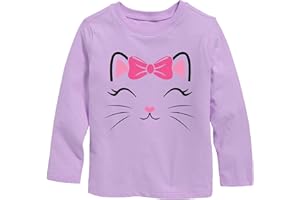 TCWWBB Girls Long Sleeve T-Shirt Kids Shirts Unicorn Cat Dinosaur Flamingo T-Shirts Toddler Pink Purple Tops Cotton Casual Tees Crewneck Clothes Age 1-8 Years