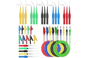 ALLmeter Back Probe Kit with Storage Box,35PCS Automotive Test Leads Set,Including 5 Large Alligator Clips,5 Wire Piercing Probes,Multi angle flexible needle,for Automotive Diagnostics,Electronics