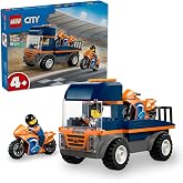 LEGO City Motosiklet Taşıyıcı 60491 | 4 Yaş ve &Uuml;zeri Erkek ve Kız &Ccedil;ocuklar i&ccedil;in 2 Kasklı Yarış&ccedil;ı Minifig&uuml;r&uuml; İ&ccedil;eren Oyuncak Ar