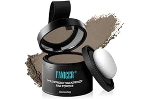 FANICER Ansatzpuder, Haarverdichtung und Wasserfestes Haar-Make-up für Kahle Stellen, Graue Haare Abdecken, Hair Styling Powder mit Spiegel Schwamm, Unsichtbares Haar Concealer -4g, Dunkelbraun