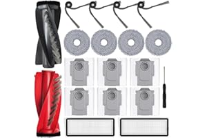 Akcesoria do Roborock Qrevo Curv/Qrevo Curv S5X/Qrevo Edge/Qrevo Edge S5A, JKOISL 1 x główna szczotka rolkowa 6 x worek na kurz 4 szczotki boczne 2 filtry 4 ściereczki do mopa