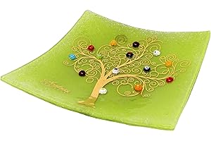 Sospiri Venezia Svuotatasche Albero della Vita in Vetro di Murano Murrine e Oro Idea Regalo Piatto Vassoio Decorativo Made Italy Portaoggetti Soprammobile Bomboniere Cerimonia 19X19 cm
