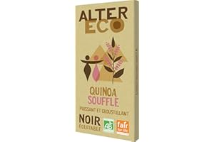 ALTER ECO - Tablette Chocolat Noir au Quinoa Soufflé - Bio & Équitable - Origine Pérou - 100 g