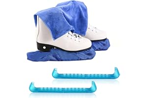 YWYHHM Eishockey Kufenschoner Schlittschuhe Geschenkset,Schlittschuhschoner,1 Paar Elastische Kufenstrümpfe+1 Paar Verstellbar Schutz Kunststoff+1 Stück Handtuch, Kufenschutz Zubehör für Herren Damen Kinder