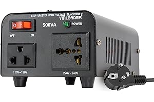 Yinleader Transformador Convertidor de Voltaje - Salida 110/220 Voltios CA - Transformador de Núcleo Toroidal EEUU de 500VA - 110V 220V 500W