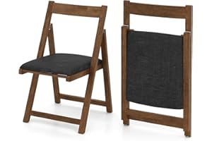 RELAX4LIFE Lot de 2 Chaise Pliante Bois, Chaises Pliantes Salle a Manger, Dossier Incurvé, Repose-Pieds, Chaise Pliante Intérieur Rembourrée, Aucun Montage, Compacte pour Salon Bureau(Gris Anthracite)