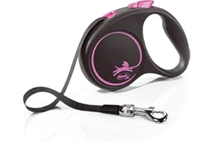 flexi smycz automatyczna Black Desing taśma S 5m różowa