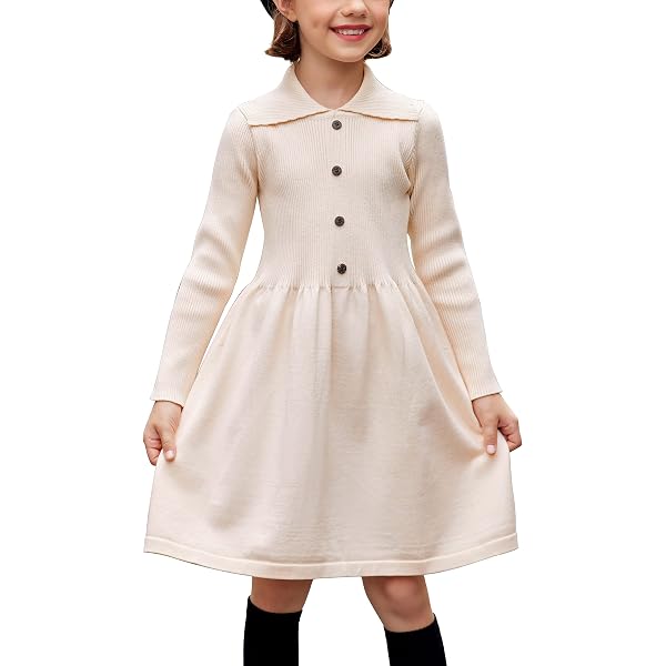 Robe En Tricot Pour Fille GRACE KARIN - Manches Longues, Col Rond, Pour Fête, Mariage, Hiver
