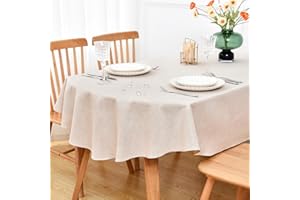 NEWISHER Farmhouse Water Resistant Oval Tablecloth 133x180 cm (52x70 inch), Faux Linen Table Cloth Wipe Clean, Washable Table Cover for Kitchen Dining, Party, Banquet Indoor Outdoor (Neutral)