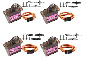 Dealikee 4 Pcs MG 90S 9G Metal Geared Micro Servo Motor Kit Mini Servos for RC Robot Arm/Hand/Walking Project Car Helicopter Airplane Car Boat Control with Cable