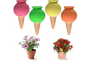 Lvjkes Lot de 4 arrosage Goutte à Goutte, goute a goute arrosage, Conception sphérique, vidange Automatique de leau, sans soucis en sortant, adapté à Divers Pots de Fleurs (1 jeu/400 ML)
