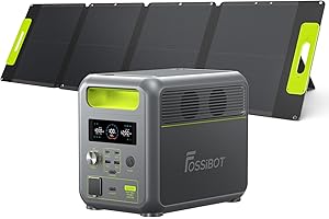 FOSSiBOT F1200 Station électrique Portable 1200W avec Portable Panneau Solaire 110W, 1024Wh LiFePO4 Generateur Electrique, 7 Sorties, UPS, BMS, 4000+ Fois, Générateur Solaire pour Camping/Jardin/RV
