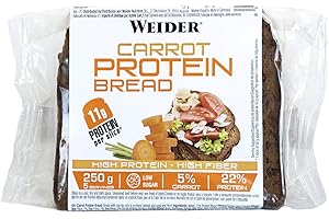 Weider Protein Bread – pain complet protéiné avec morceaux de carotte – à base de farine de sègle et mélange de graines (lin, tournesol, sésame)