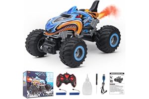 Rhybor Coche Teledirigido 20 Km/h Coche RC 1:16 Monster Truck Teledirigido con Luces LED Spray Mist Music 2.4 GHz Coche Radiocontrol Coches Teledirigidos para niños 3 4 5 6 7 8 años