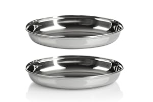 com-four® 4X Oval Bowl - Metal Serving Dishes for mezze or antipasti - Bowls as Storage - Shiny Decorative Bowl for Presenting Fruit and Snacks (2X 26cm)
