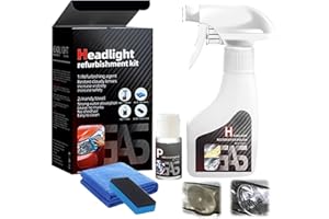 XUDUOO Scheinwerfer Aufbereitung Set, Headlight Restoration Kit 180ml, Scheinwerfer Polierset, Scheinwerfer Restaurationsspray, Flüssiges Scheinwerfer-Reparaturmittel für Reinigt Poliert Vermattete Vergilbte
