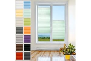 PLISART Roleta plisowana do przykręcenia – najwyższa jakość z kolekcji materiału Pearl, rolety, uchwyty do wkręcania, żaluzja plisowana, ochrona przed słońcem i spojrzeniami, kolor miętowy, 40 cm x 100 cm