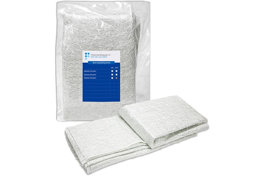 Fibreglass Mat, Glass Mat, Glass Fibre Fabric, CSM, 5 m2, 450 g/m², Especially for Polyester Resins, Good Impregnation, Fibreglass Mats, Fibreglass Fleece, Glass Fabric, Roving Fabric