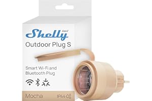 Shelly Outdoor Plug S Gen3, WLAN Smarte Steckdose für den Außenbereich, IP44, Matter-Zertifiziert, 12A, 2500W, Außenbeleuchtung, Leistungsmessung, Außenautomatisierung, Alexa, Google, Apple Homekit